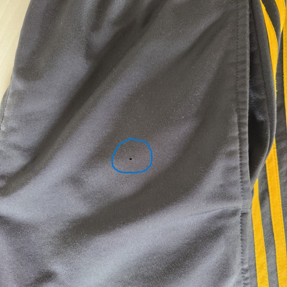 Vintage 2003 Adidas Snap Button Track Pants - Men's Medium Black/Yellow Thrashed - Picture 11 of 13